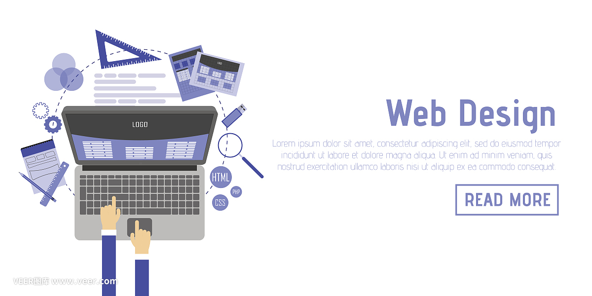 抽象平面矢量插圖的網頁設計和開發概念